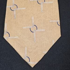 Alexander Julian Colours Men's Gold Navy Silver Geometric 100% Silk Tie